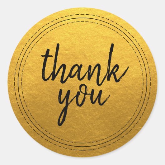 おしゃれなスクリプトゴールド感謝ラベル ラウンドシール (正面)