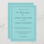 おしゃれなスクリプトターコイズブルー結婚式招待状 招待状 (正面/裏面)