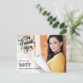 おしゃれなスクリプトハート写真 卒業感謝カード ポストカード (スタンド正面)