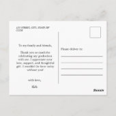 おしゃれなスクリプトハート写真 卒業感謝カード ポストカード (裏面)