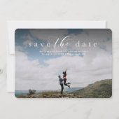 おしゃれなスクリプト写真カードで日程を保存 セーブザデート (正面)