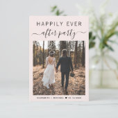 おしゃれなスクリプト写真ピンクの結婚式披露宴 招待状 (スタンド正面)