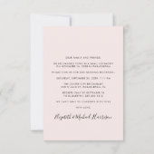 おしゃれなスクリプト写真ピンクの結婚式披露宴 招待状 (裏面)