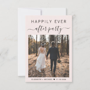 おしゃれなスクリプト写真ピンクの結婚式披露宴 招待状