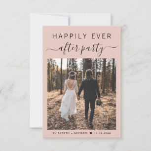 おしゃれなスクリプト写真 ブラッシュピンクの結婚式の披露宴 招待状