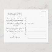 おしゃれなスクリプト写真 卒業ありがとう ポストカード (裏面)