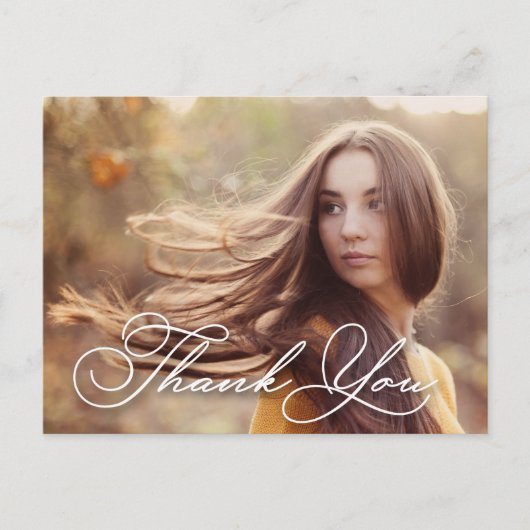 おしゃれなスクリプト写真 卒業ありがとう ポストカード (正面)