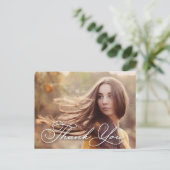 おしゃれなスクリプト写真 卒業ありがとう ポストカード (スタンド正面)