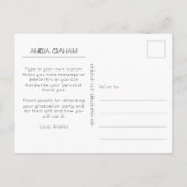 おしゃれなスクリプト写真 卒業ありがとう ポストカード (裏面)