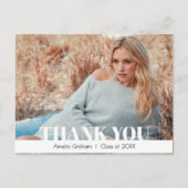 おしゃれなスクリプト写真 卒業ありがとう ポストカード (正面)