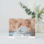 おしゃれなスクリプト写真 卒業ありがとう ポストカード (スタンド正面)