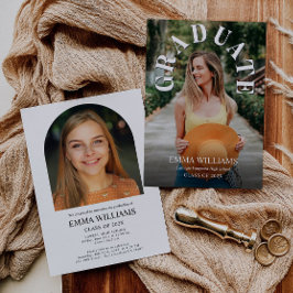 おしゃれなスクリプト写真 卒業おめでとう 招待状