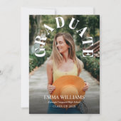 おしゃれなスクリプト写真 卒業おめでとう 招待状 (正面)