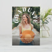 おしゃれなスクリプト写真 卒業おめでとう 招待状 (スタンド正面)