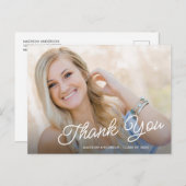 おしゃれなスクリプト写真 卒業お礼 ポストカード (正面/裏面)