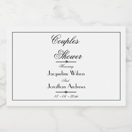 おしゃれなスクリプト名のキュートなミニペアシャワーラベル スパークリングワインラベル (シングルラベル)