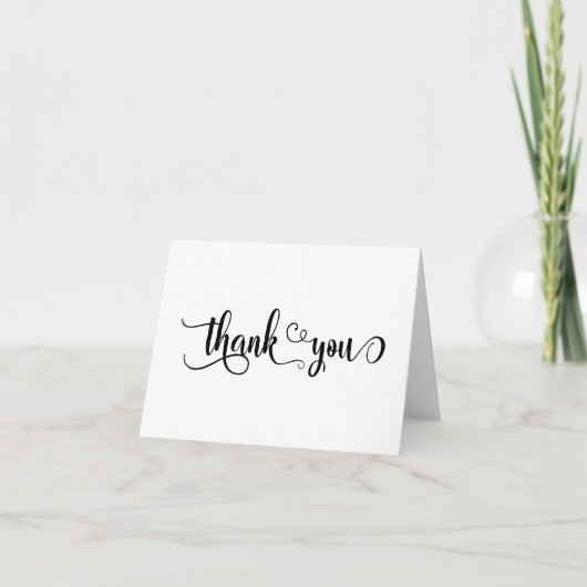 おしゃれなスクリプト文字 黒と白のThank You サンキューカード (正面)