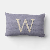 おしゃれなスクリプト未来のミスター＆ミセス モノグラム 青 リネン ランバークッション (裏面)