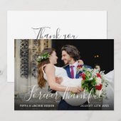 おしゃれなスクリプト結婚式写真 永遠に感謝 サンキューカード (正面/裏面)