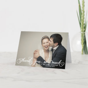 おしゃれなスクリプト結婚式感謝カード サンキューカード