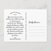 おしゃれなスクリプト4枚の写真コラージュ結婚式の感謝カード ポストカード (裏面)