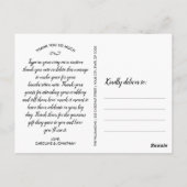 おしゃれなスクリプト4枚の写真コラージュ結婚式の感謝カード ポストカード (裏面)