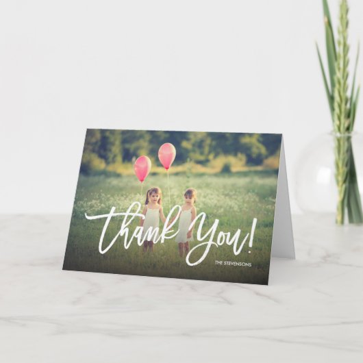 おしゃれなスクリプト　ありがとう　全面写真 サンキューカード (正面)