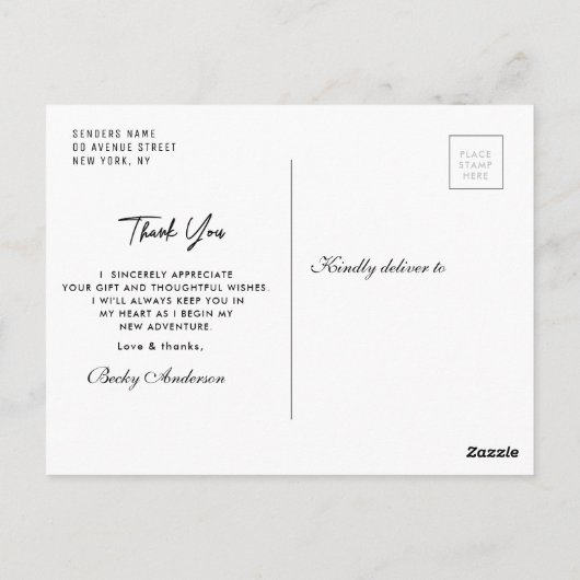 おしゃれなスクリプト　ありがとう　卒業おめでとう ポストカード (裏面)