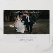 おしゃれなスクリプト グレー パール シルバー フォイル ありがとうカード 箔招待状 (裏面)