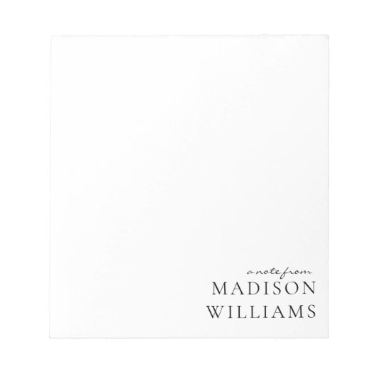 おしゃれなスクリプト タイポグラフィーのメモ帳 ノートパッド (正面)