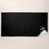 おしゃれなスクリプト モダン ブラック グレー モノグラム 名前 ビーチタオル (正面)