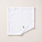 おしゃれなスクリプト モダン 白 灰色 モノグラム 名前 バスタオルセット (ウォッシュタオル)