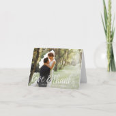 おしゃれなスクリプト | 愛と感謝のウェディングフォト サンキューカード (正面)