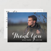 おしゃれなスクリプト 感謝の写真 卒業 ポストカード (正面/裏面)