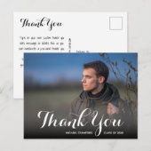 おしゃれなスクリプト　感謝の気持ちを伝える写真付き卒業メッセージカード ポストカード (正面/裏面)