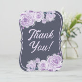 おしゃれなスクリプト 紫とターコイズの花柄の感謝カード サンキューカード (スタンド正面)