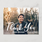 おしゃれなスクリプト 課題終了 卒業ハガキ ポストカード (正面)