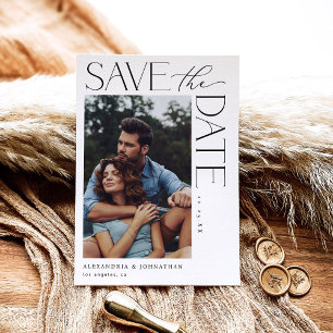 おしゃれなスタイリッシュなモダン写真の「Save the Date」2 招待状