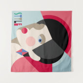 おしゃれなスタイリッシュ女性。モダニストスタイルウーマンh タペストリー (正面(横))