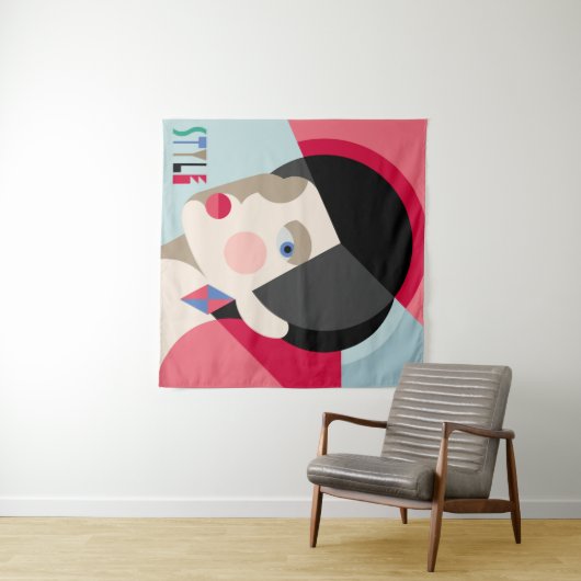 おしゃれなスタイリッシュ女性。モダニストスタイルウーマンh タペストリー (インサイチュ(横))