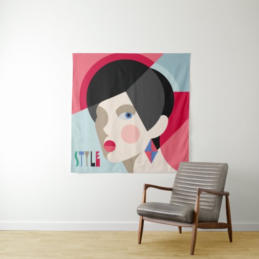 おしゃれなスタイリッシュ女性。モダニストスタイルウーマンh タペストリー (インサイチュ)