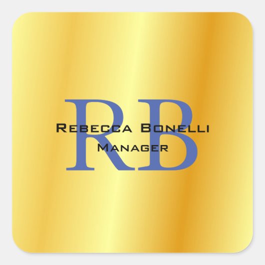 おしゃれなスタイルのモノグラム ミニマリスト プレーン ゴールドカラー スクエアシール (正面)