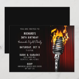 おしゃれなステージ マイク 大人 カラオケパーティー 招待状