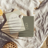 おしゃれなストライプのグリーンウェディングディテールカード エンクロージャーカード