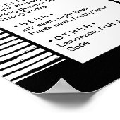 おしゃれなストライプのブラックスタイル。結婚式のバー メニュー ポスター (角)