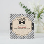 おしゃれなストライプのボウタイ　リトルマン　ベビーシャワー 招待状 (スタンド正面)