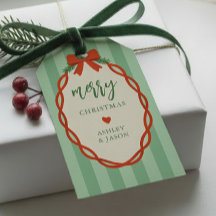 おしゃれなストライプの赤と緑のレトロなクリスマスおめでとう