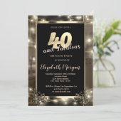 おしゃれなストリングライト 40歳の誕生日パーティー 招待状 (スタンド正面)