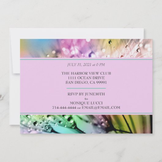 おしゃれなスパークルスのキンセアニエラパーティー招待状 招待状 (裏面)