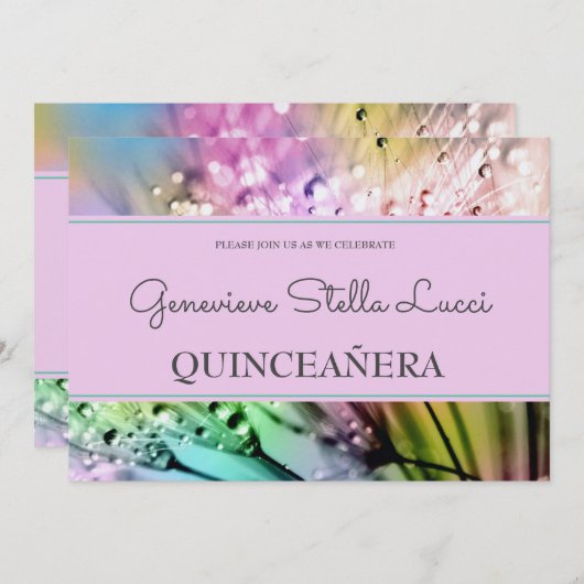 おしゃれなスパークルスのキンセアニエラパーティー招待状 招待状 (正面/裏面)